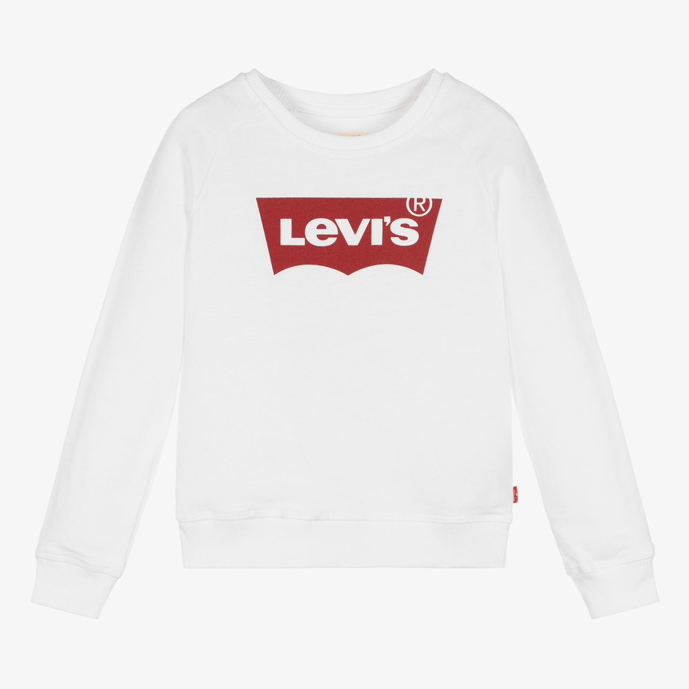 Levi's - Girls White Logo Sweatshirt  | Childrensalon