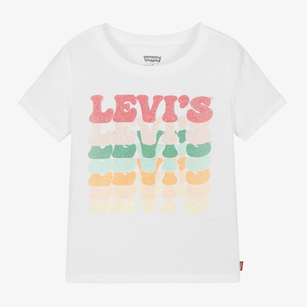 Levi's - تيشيرت قطن عضوي لون أبيض للبنات | Childrensalon