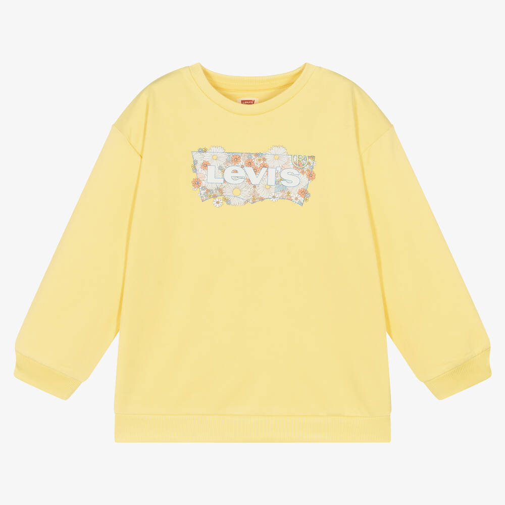 Levi's Kids'  Girls Yellow Floral Logo Sweatshirt