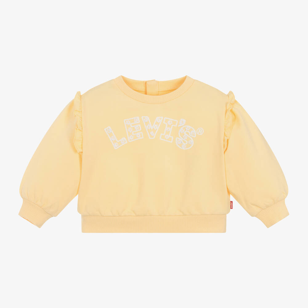 Levi's - Girls Yellow Floral Organic Cotton Sweatshirt | Childrensalon