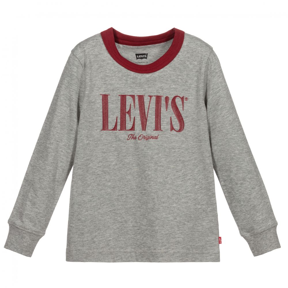 Levi's Babies'  Boys Grey Marl Cotton Logo Top In Grey