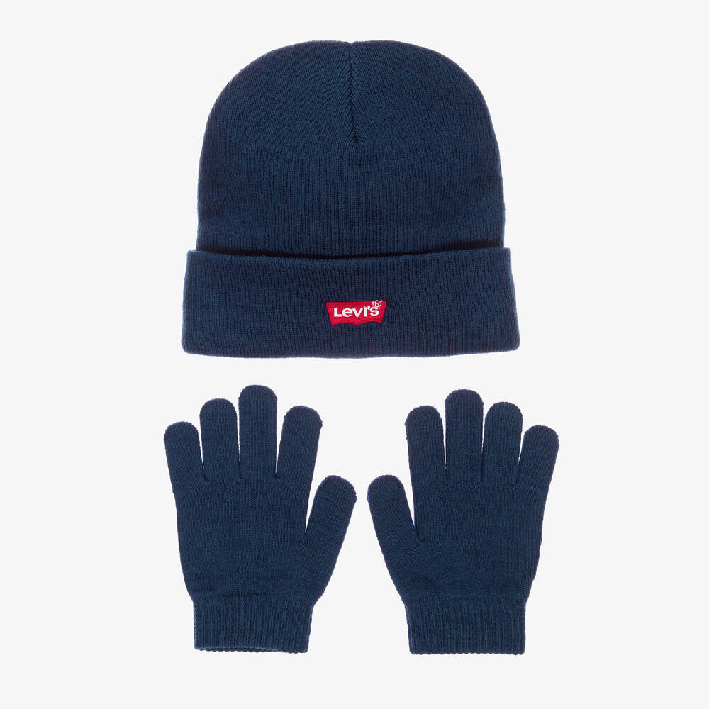 Levi's - Navy Blue Hat & Gloves Set | Childrensalon