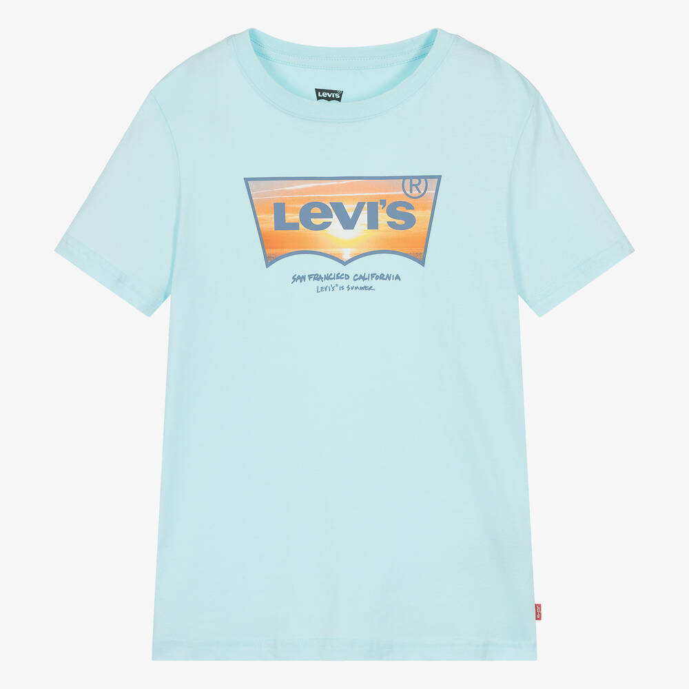 Levi's - تيشيرت قطن عضوي لون أزرق للمراهقين | Childrensalon