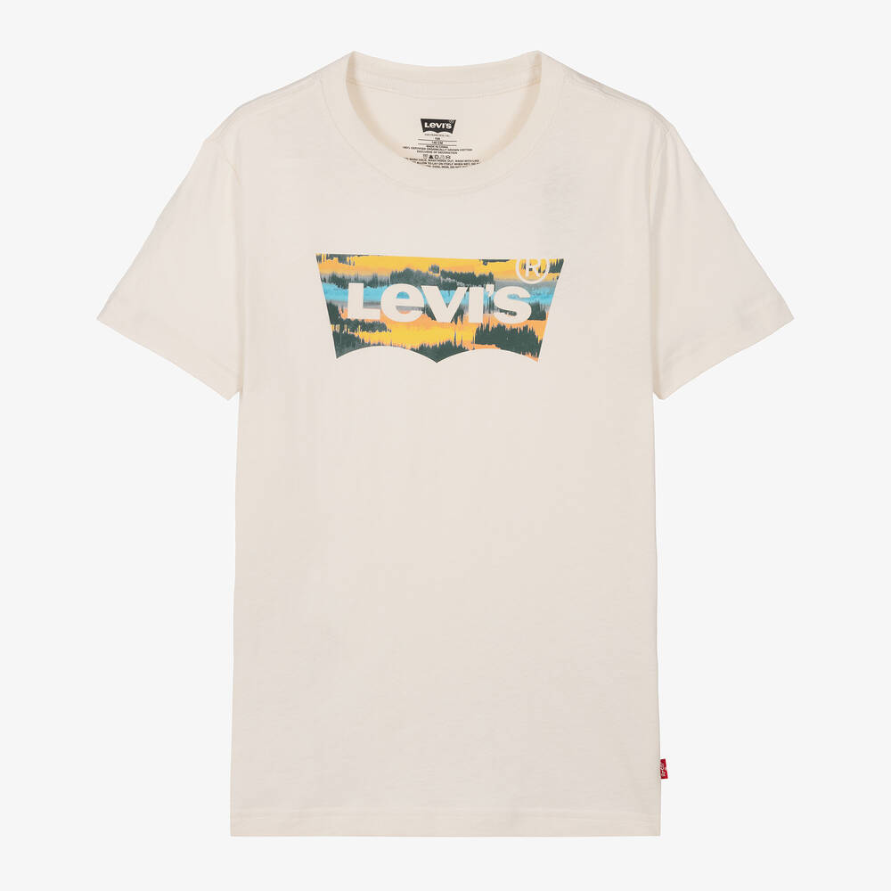 Levi's Teen Boys Ivory Organic Cotton T-shirt In Neutral