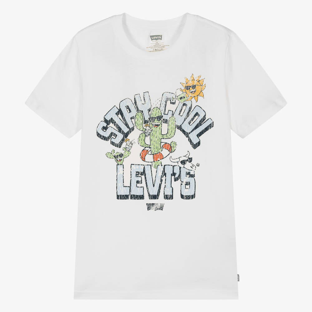 Levi's - تيشيرت قطن عضوي لون أبيض للمراهقين | Childrensalon