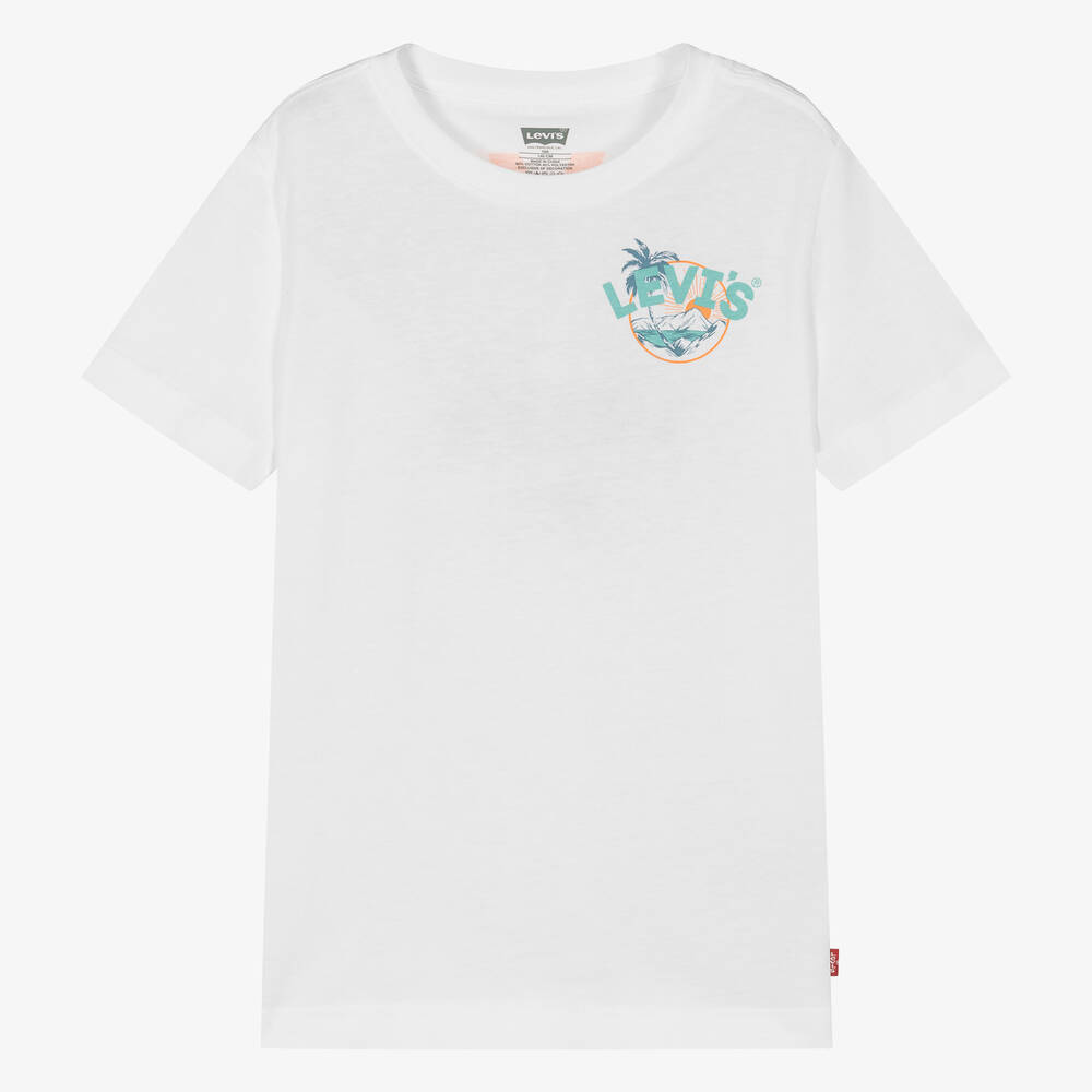 Levi's Teen Boys White Graphic Print Cotton T-shirt
