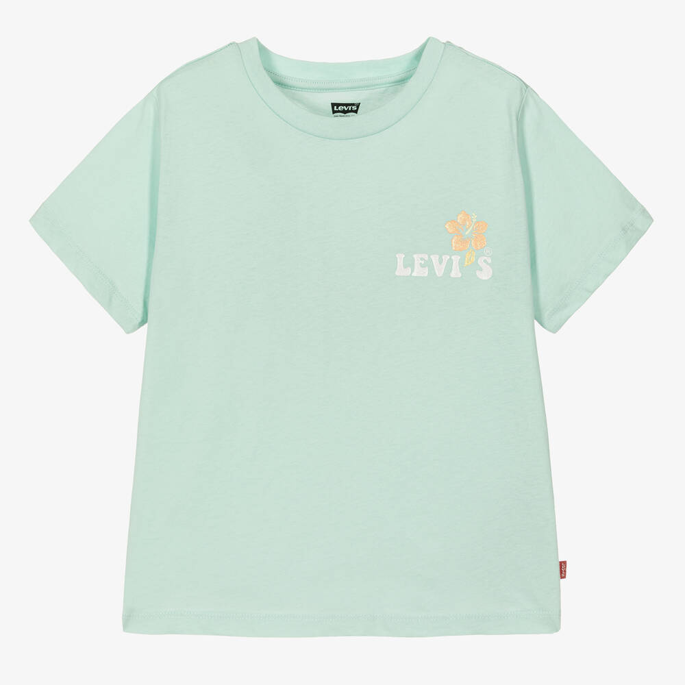 Levi's Teen Girls Blue Organic Cotton T-shirt In Green