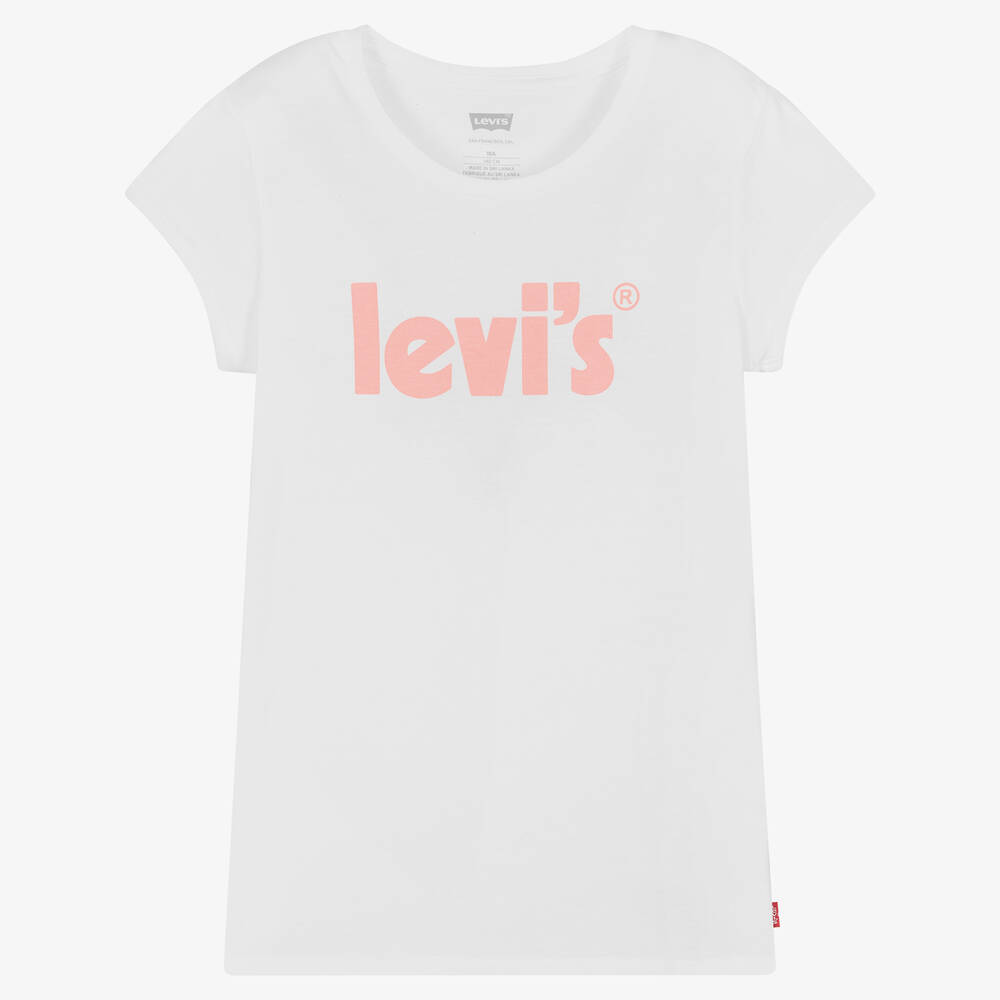 Levi's Teen Girls White Cotton Logo Tshirt In Grey