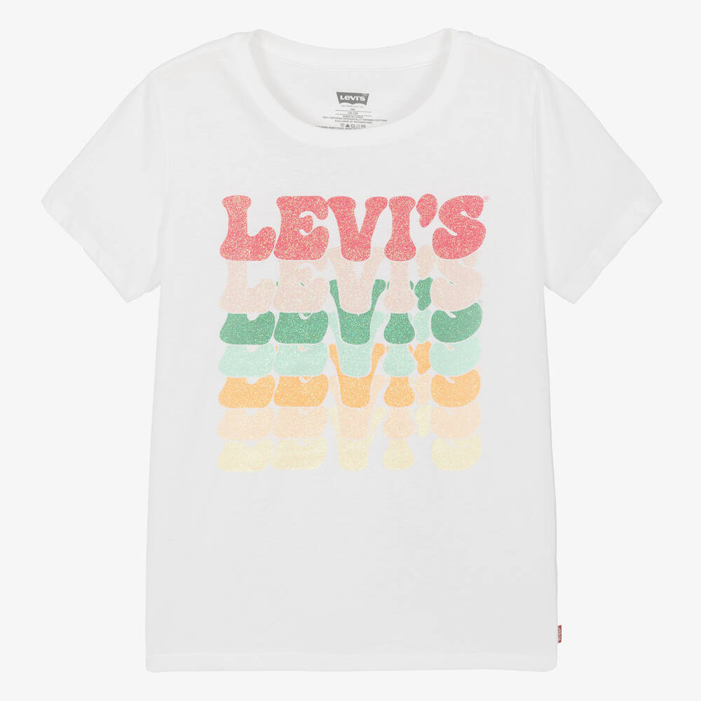 Levi's - تيشيرت قطن عضوي لون أبيض للمراهقات | Childrensalon