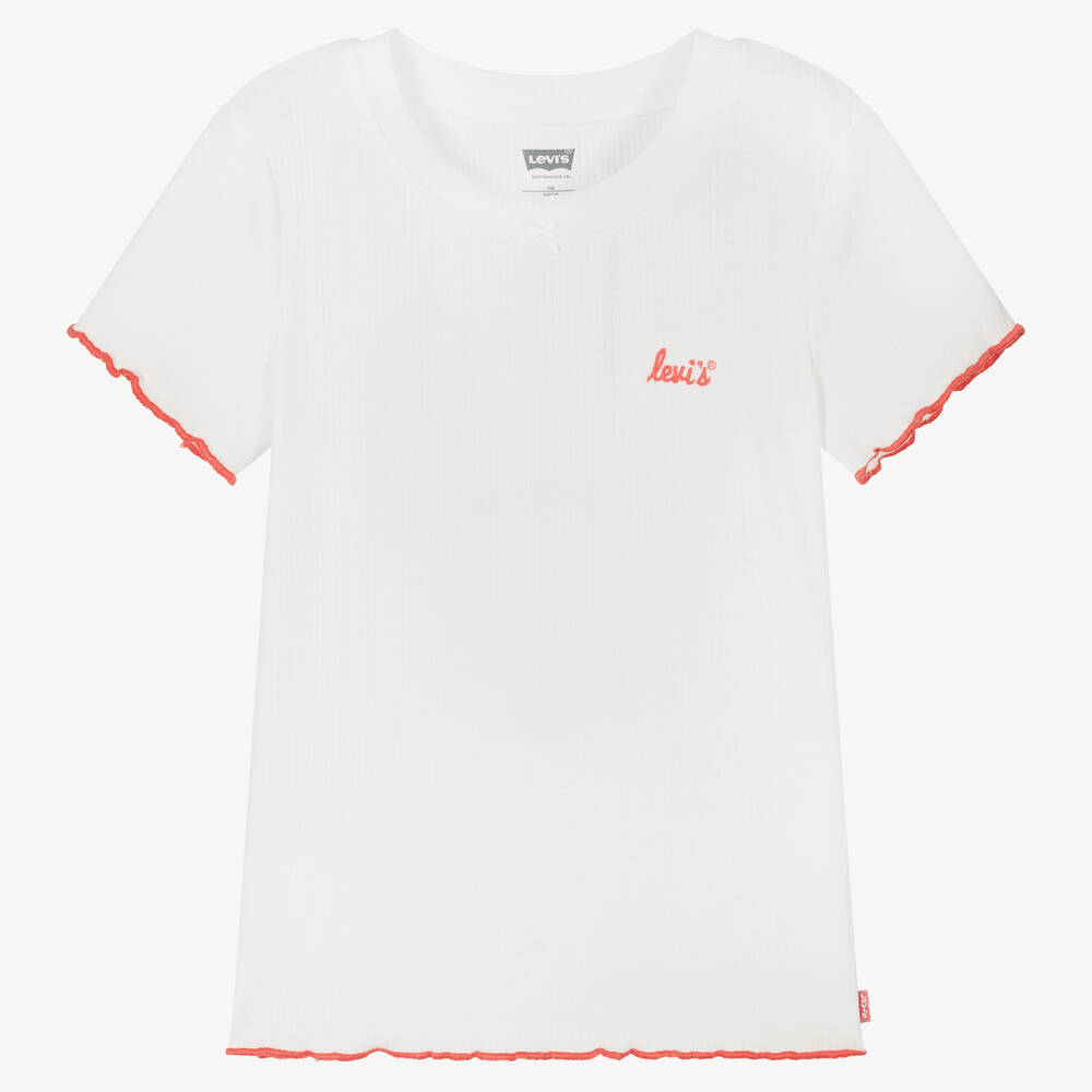 Levi's - T-shirt blanc côtelé ado fille | Childrensalon