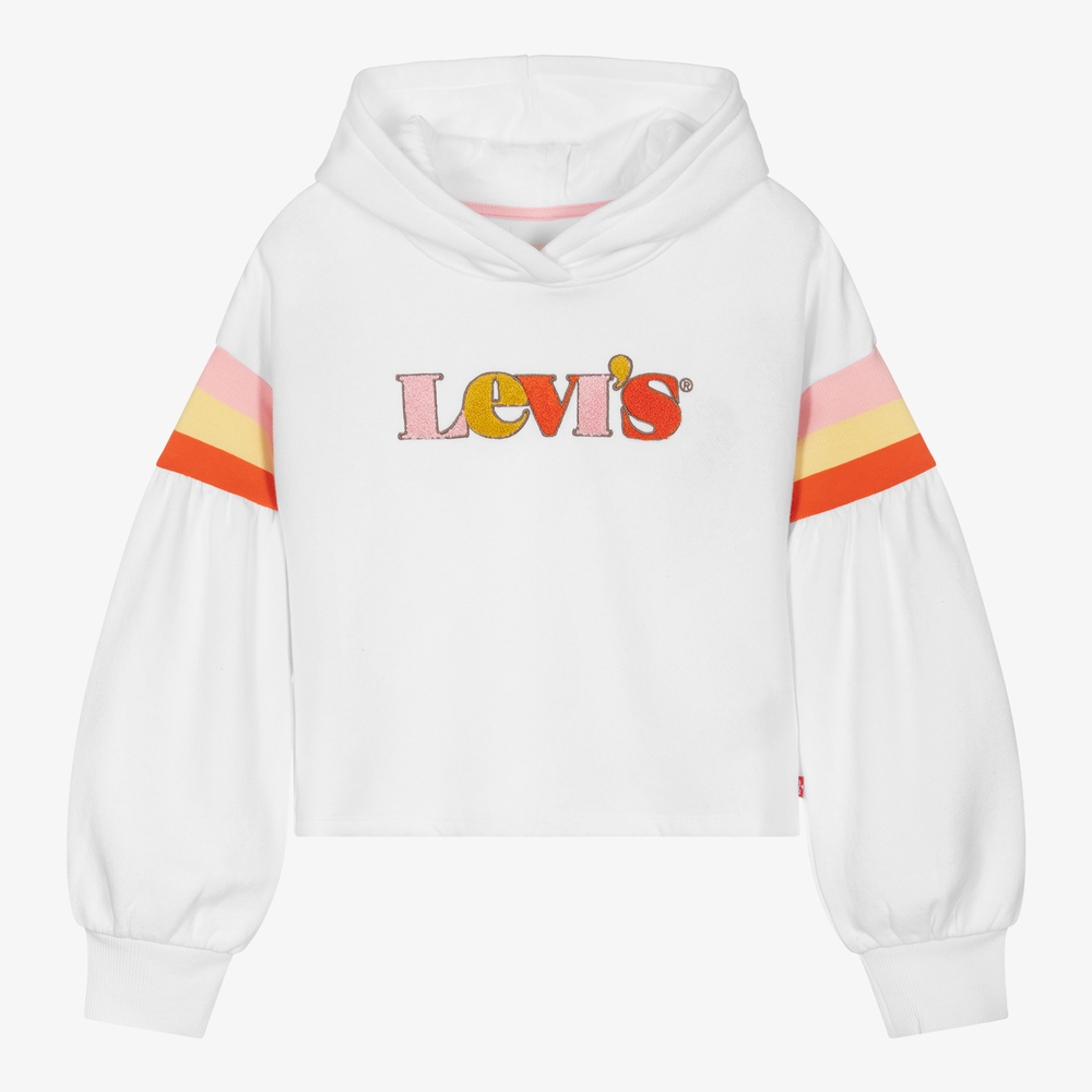 Levi's Boys Teen White Cotton Logo Hoodie