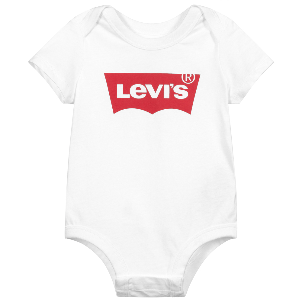 Levi's White Cotton Baby Bodyvest