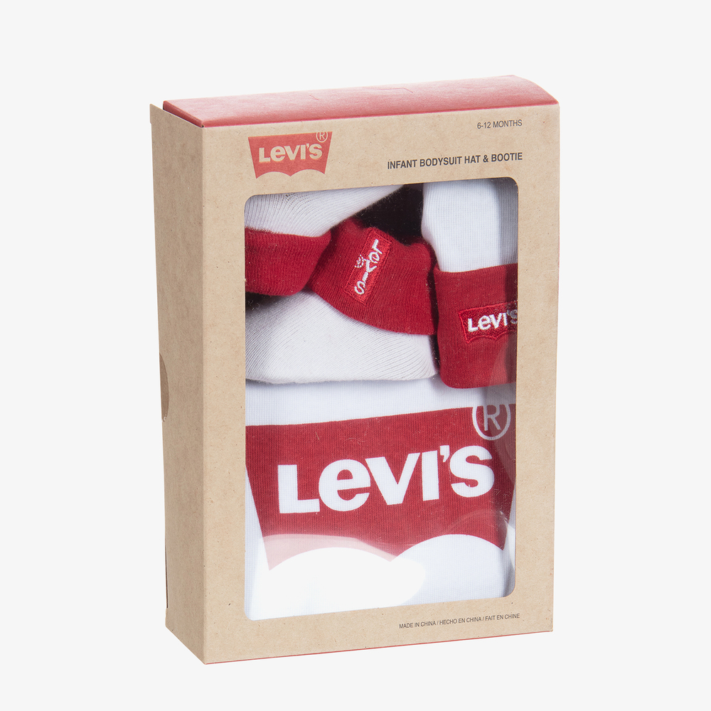 Levi's - White & Red Bodyvest Gift Set | Childrensalon