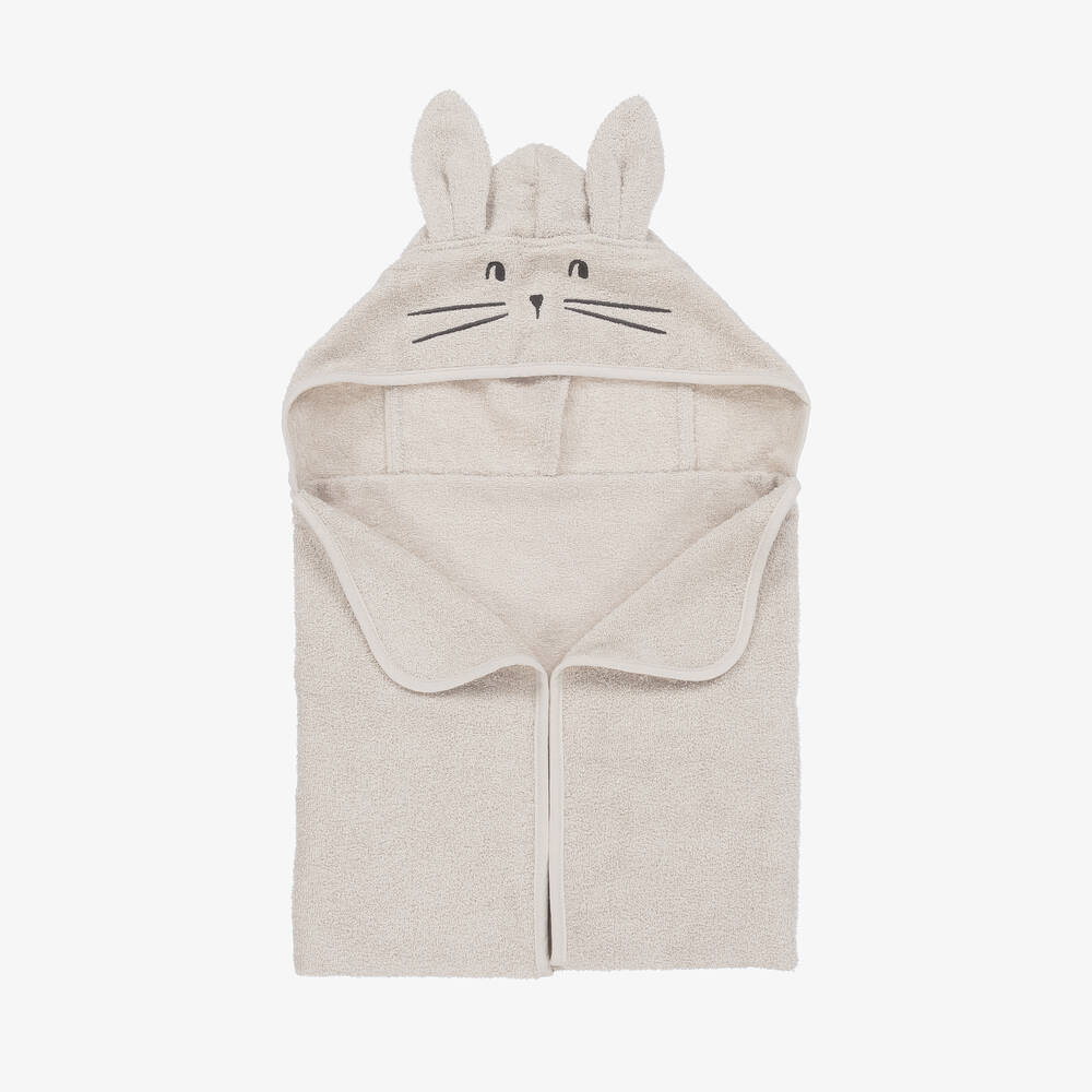 Liewood - Beige Cotton Bunny Hooded Towel (85cm) | Childrensalon