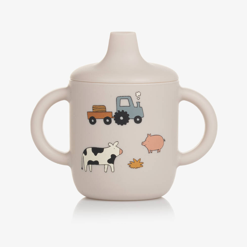 Liewood - Beige Farm Animal Sippy Cup (13cm) | Childrensalon