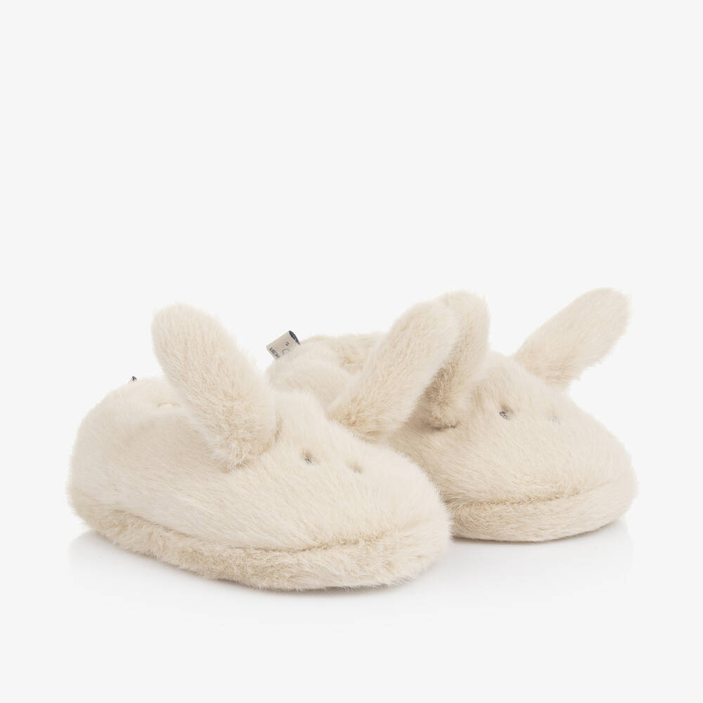 Liewood - Beige Faux Fur Bunny Rabbit Slippers | Childrensalon