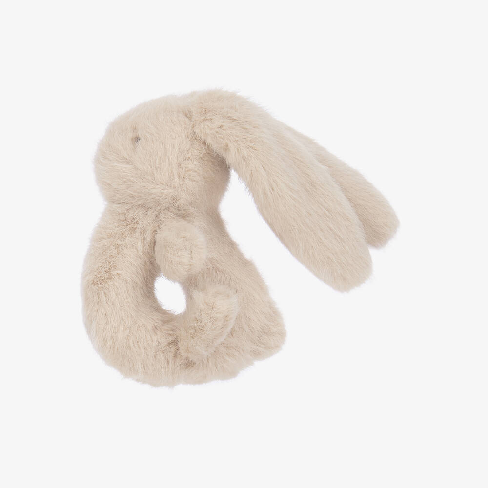 Liewood - Beige Faux Fur Bunny Rattle (14cm) | Childrensalon