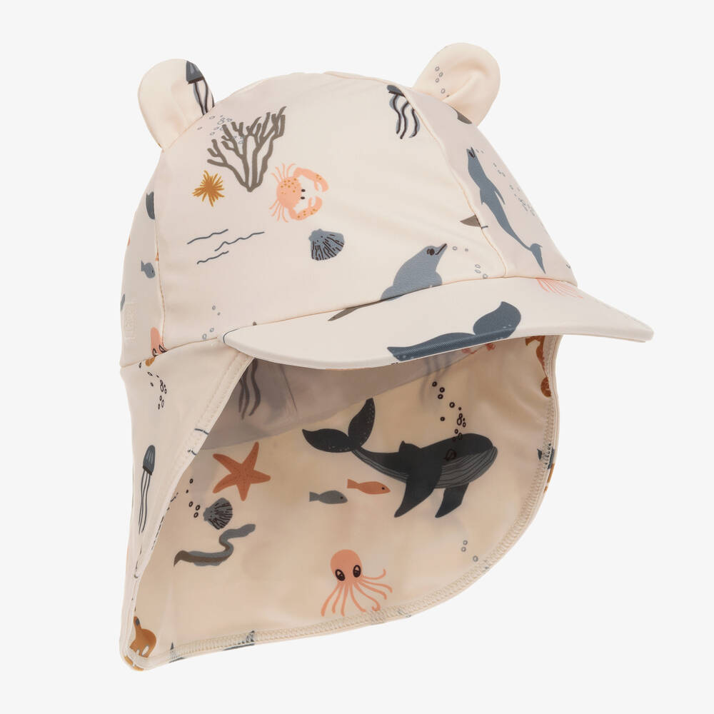 Shop Liewood Beige Sun Protective Swim Hat (upf 40+)