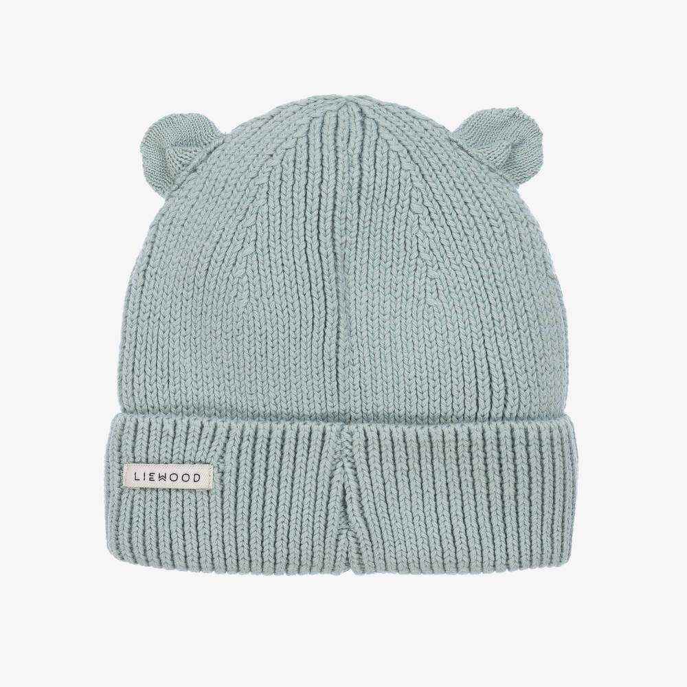 Liewood - Blue Knitted Cotton Beanie Hat | Childrensalon