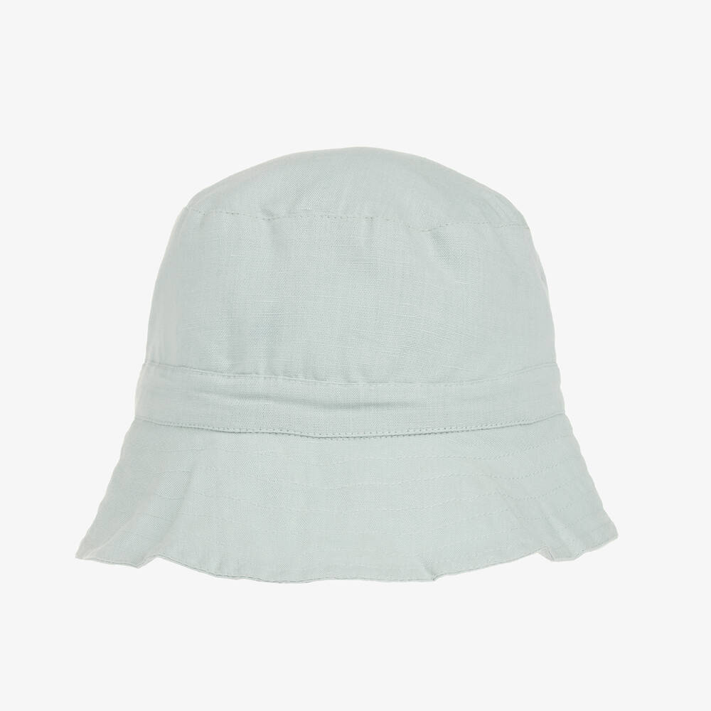 Liewood - قبعة للشمس قطن عضوي وكتان لون أزرق للأولاد | Childrensalon