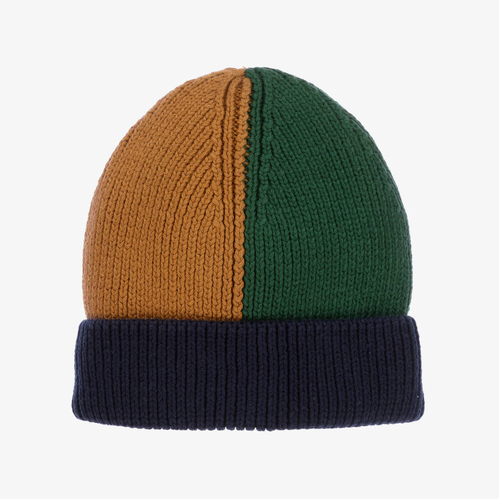 Liewood - Boys Green & Blue Cotton Knit Hat | Childrensalon