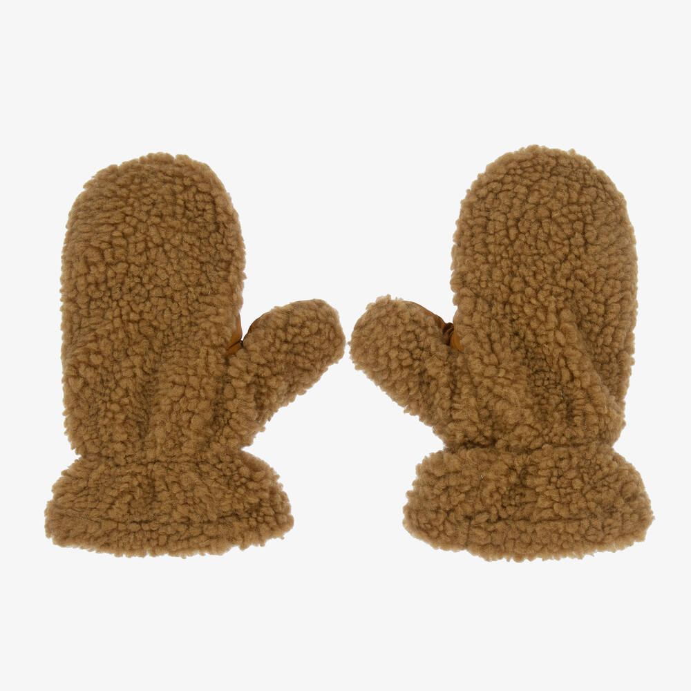 Liewood - Brown Sherpa Fleece Mittens | Childrensalon