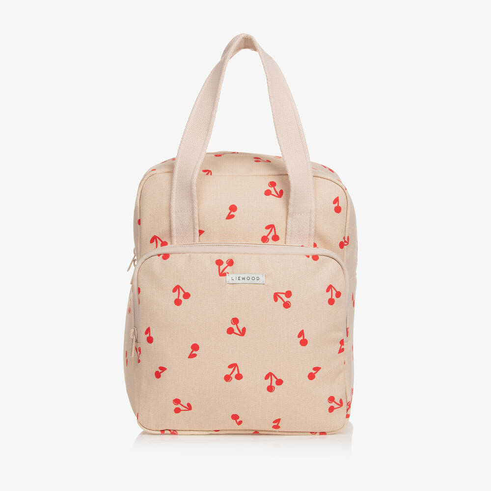 Liewood - Бежевый хлопковый рюкзак с вишенками для девочек (25см) | Childrensalon