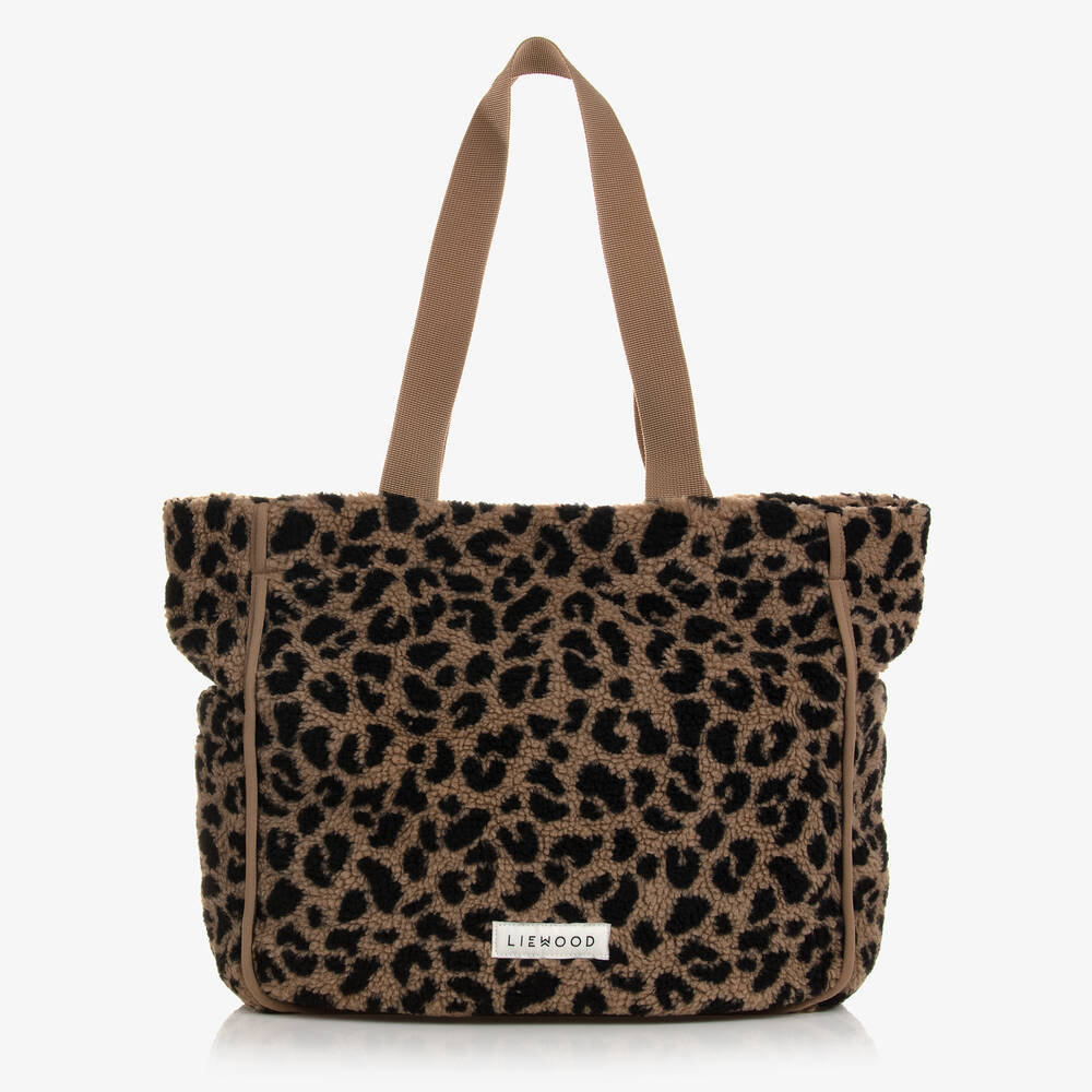 Girls Beige Leopard Print Tote Bag (52cm)