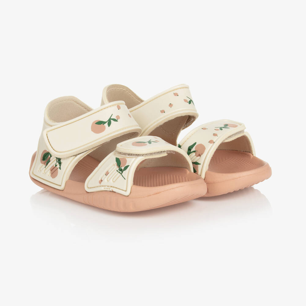 Liewood -  Girls Ivory Velcro Peach Sandals | Childrensalon