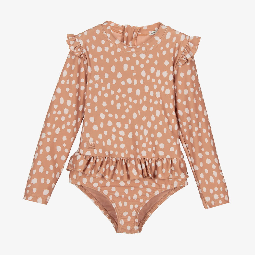 Shop Liewood Girls Leopard Spot Print Swimsuit (upf40+) In Pink