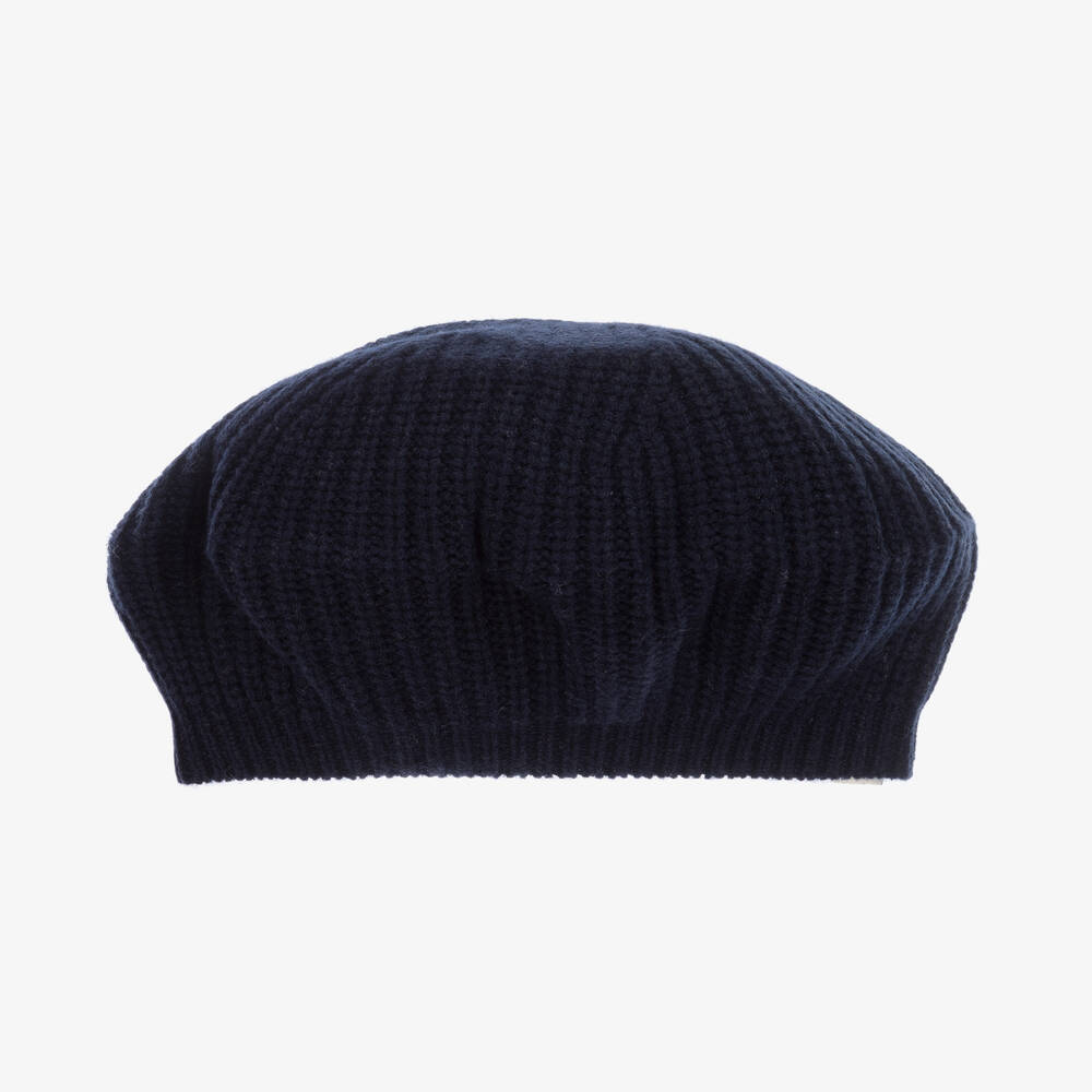 Liewood - Girls Navy Blue Knitted Wool Beret | Childrensalon