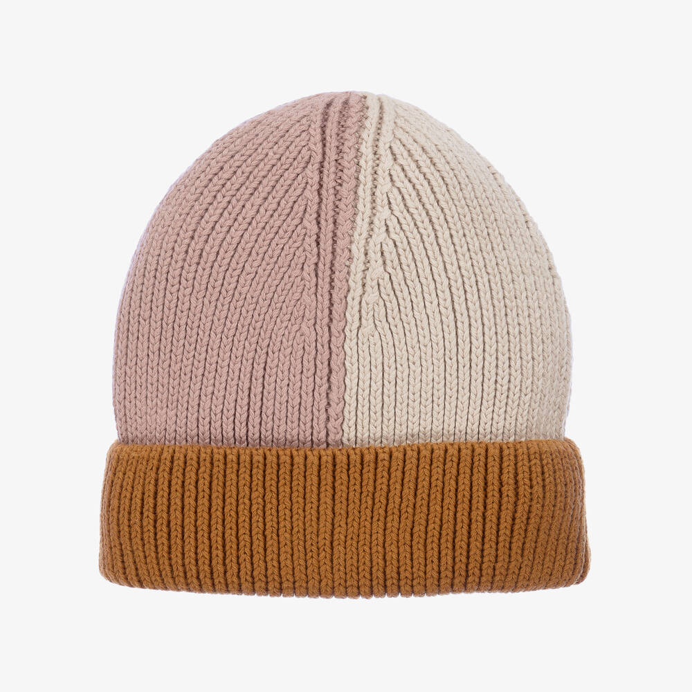 Liewood - Girls Pink & Beige Cotton Knit Hat | Childrensalon