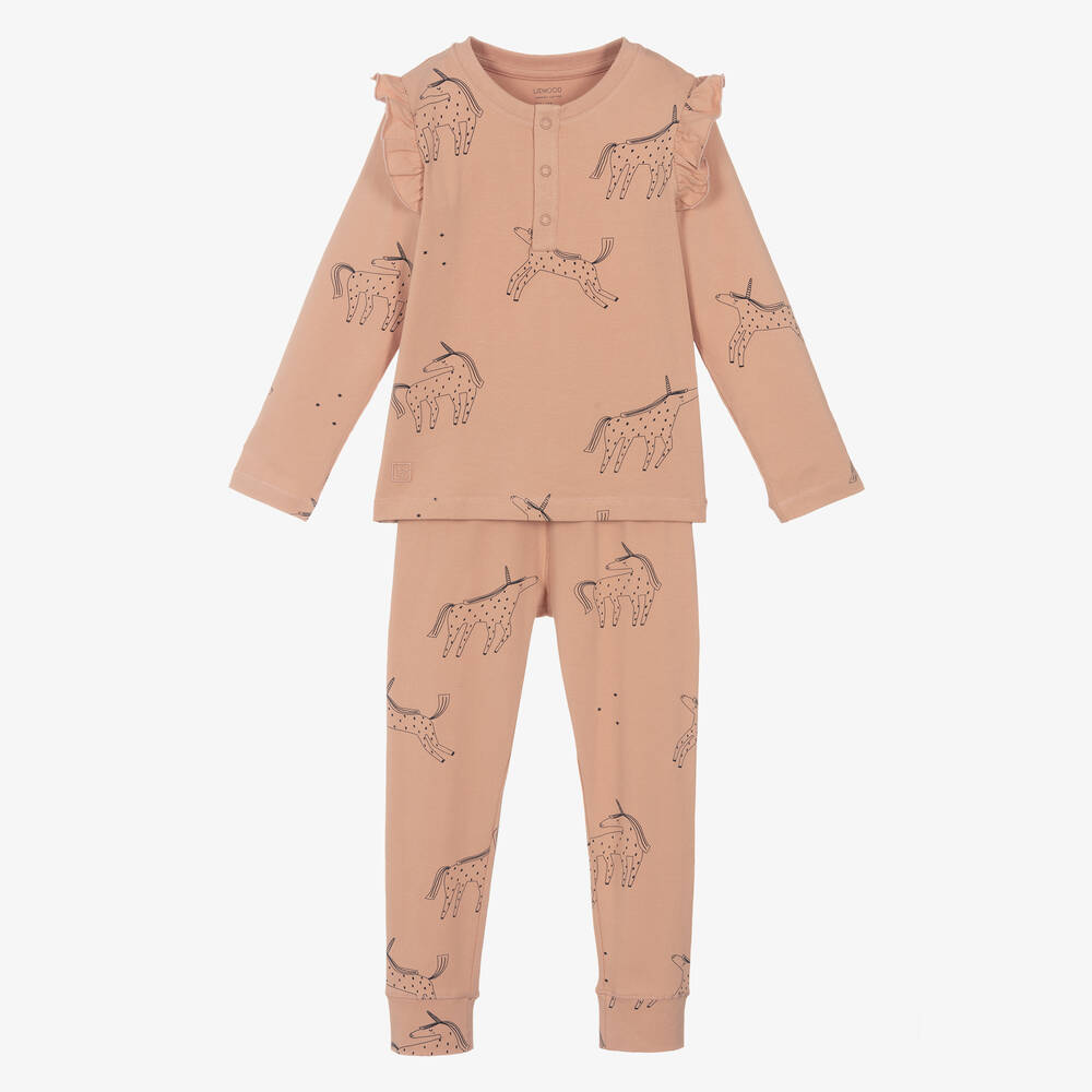 Liewood - Girls Pink Organic Cotton Pyjamas | Childrensalon