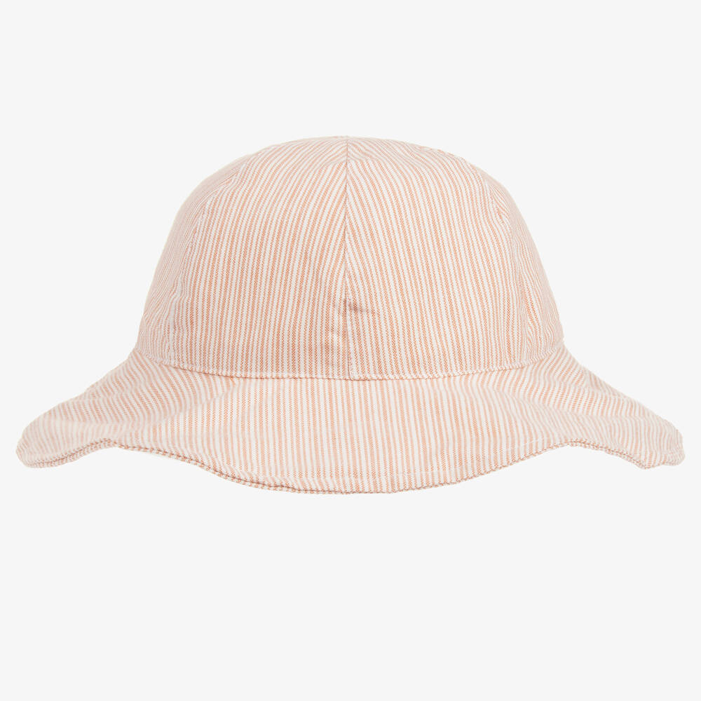 Shop Liewood Girls Pink Striped Organic Cotton Sun Hat
