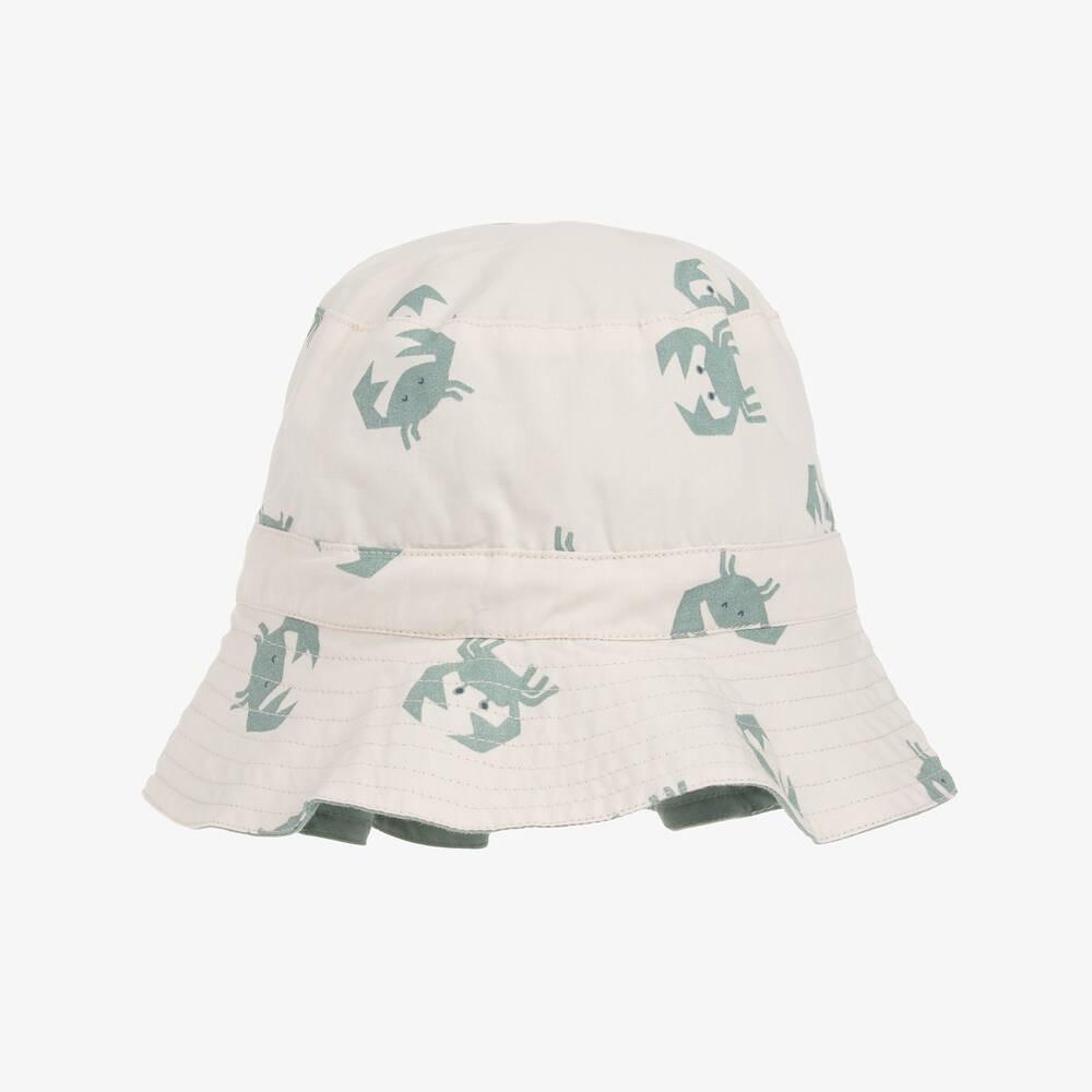 Liewood - Green & Beige Reversible Cotton Sun Hat | Childrensalon