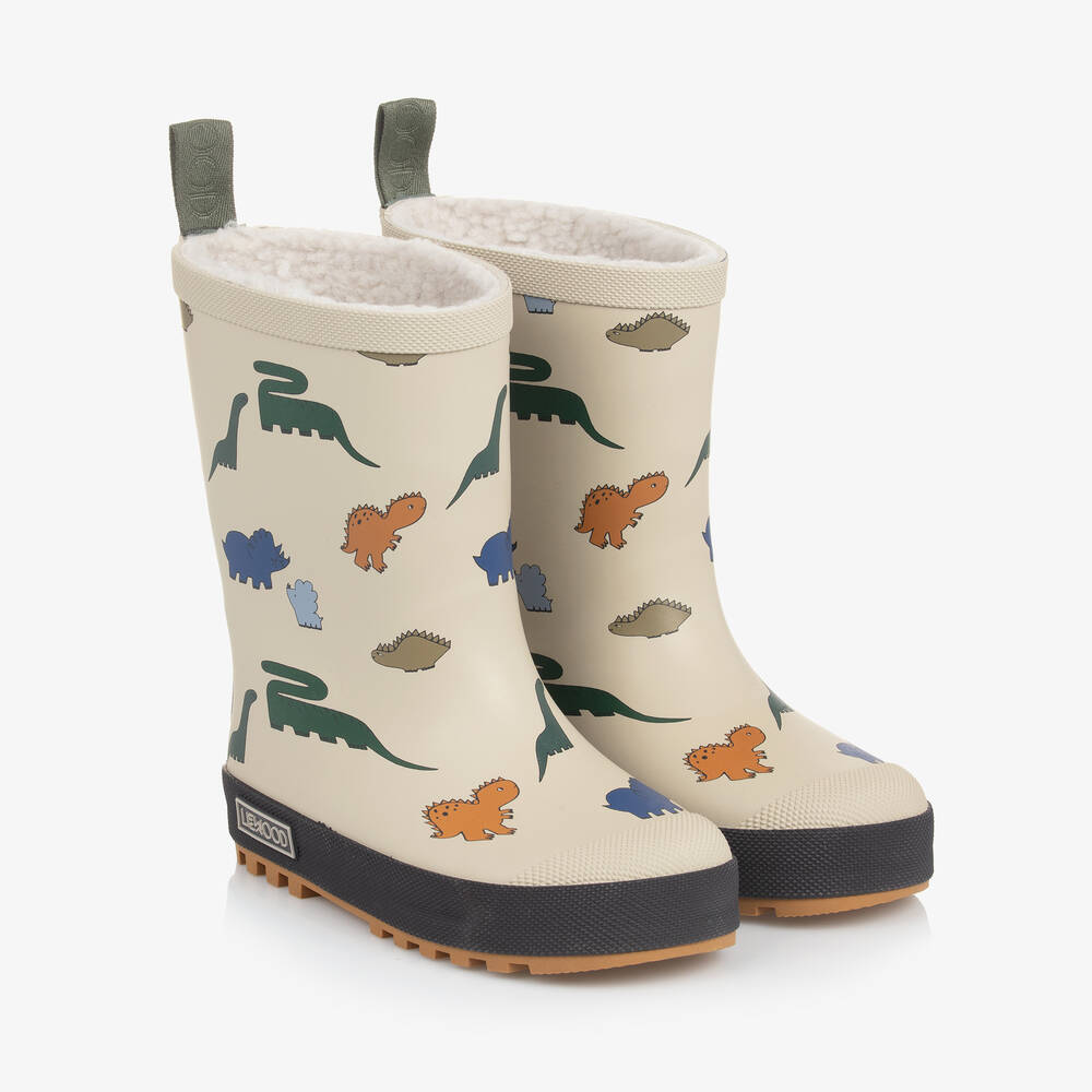 Liewood - Ivory Dinosaur Thermo Rainboot | Childrensalon