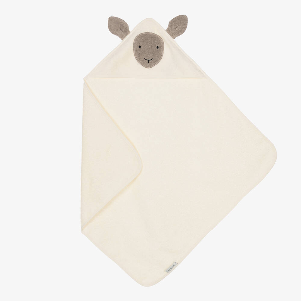 Liewood Babies' Ivory Sheep Cotton Hooded Towel (68cm) In White