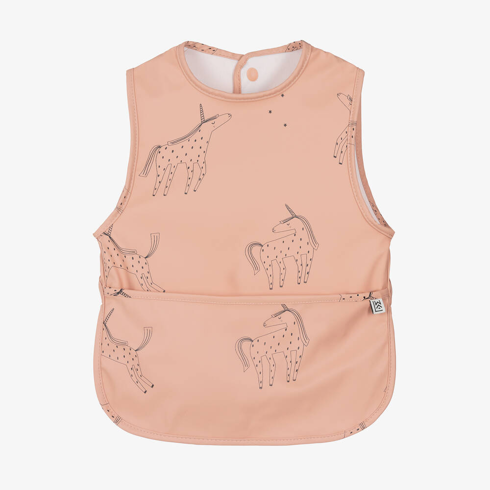 Liewood - Pink Unicorn Print Apron Bib | Childrensalon