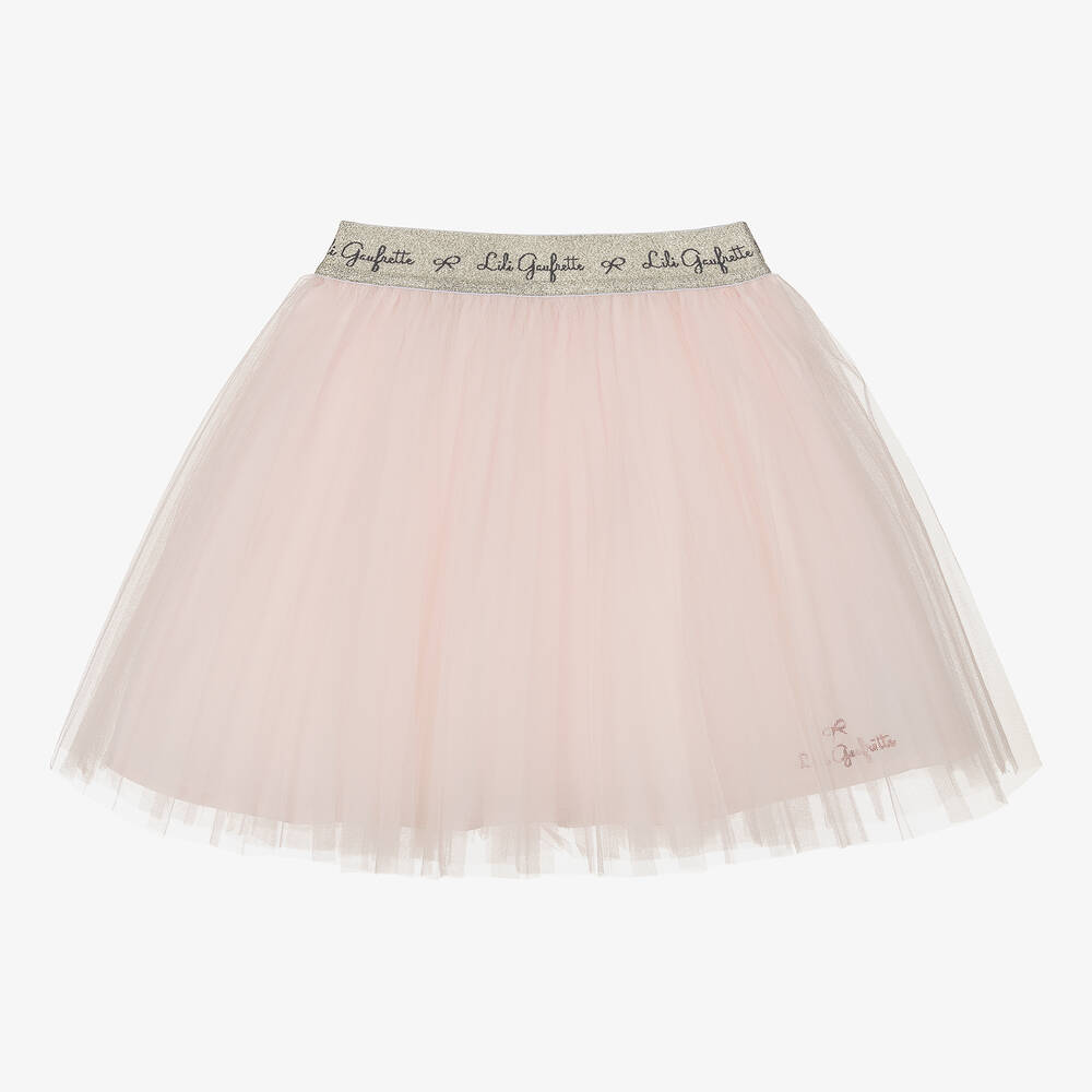 Lili Gaufrette Kids' Girls Pink Tulle Pleated Skirt