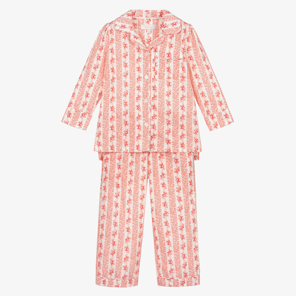 Little Yolke Babies'  Girls Red Cotton Pyjamas In Pattern