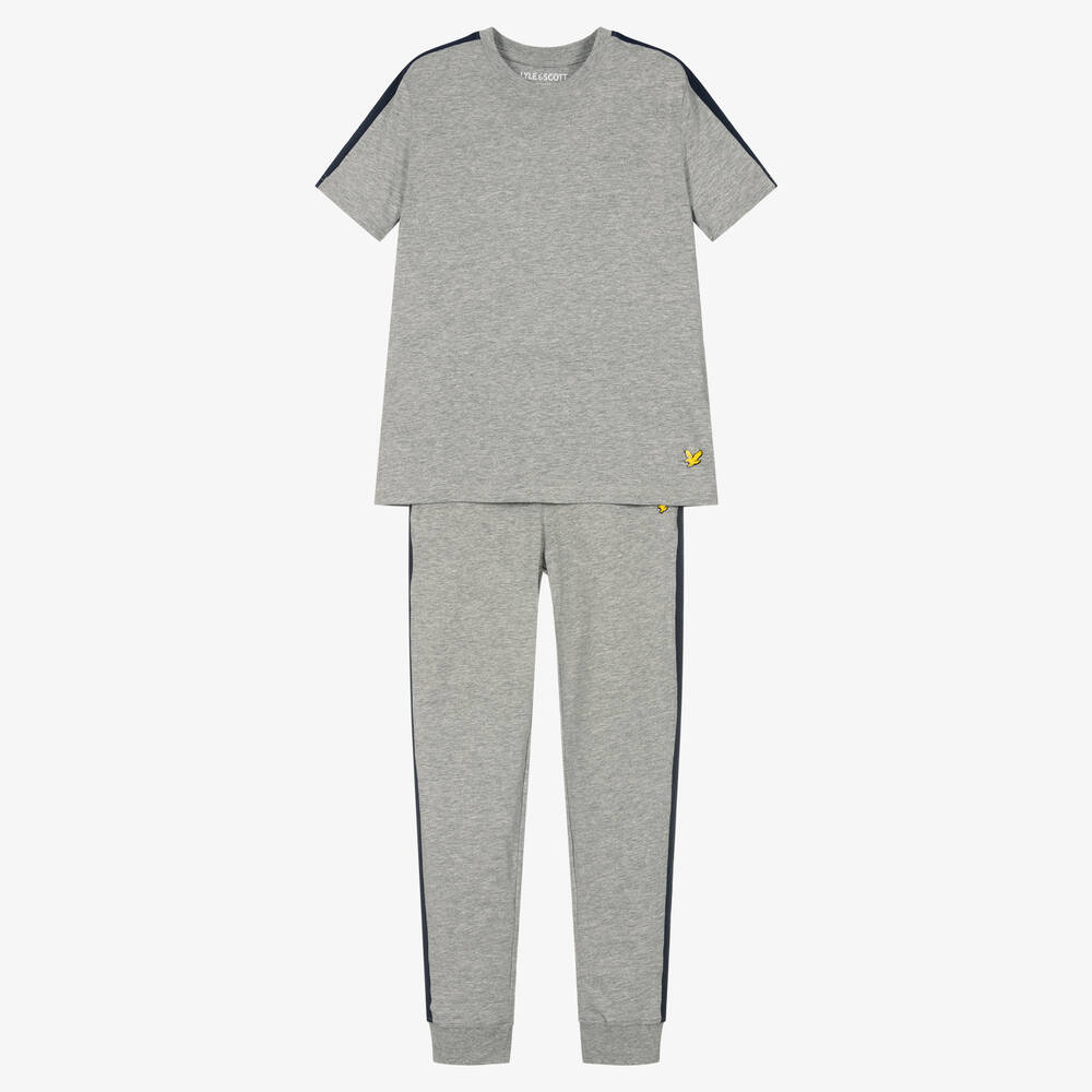 Lyle & Scott Kids' Boys Grey Marl Cotton Pyjamas In Grey