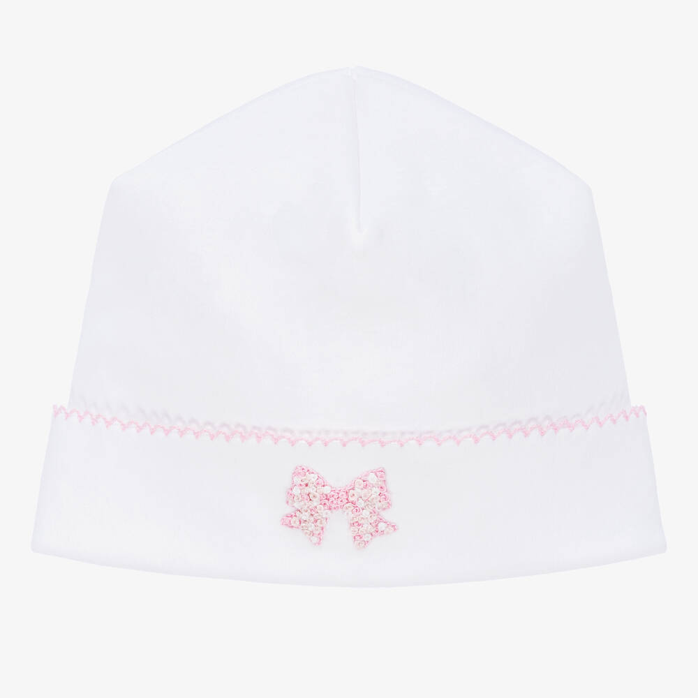 Magnolia Baby Baby Girls White Gingham Bows Hat In Pink