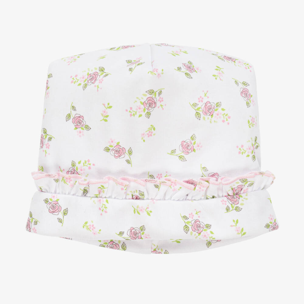 Magnolia Baby - Baby Girls White & Pink Hope's Rose Layette Hat | Childrensalon