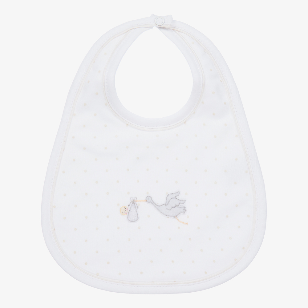 Magnolia Baby - Baby's White Pima Cotton Bib | Childrensalon