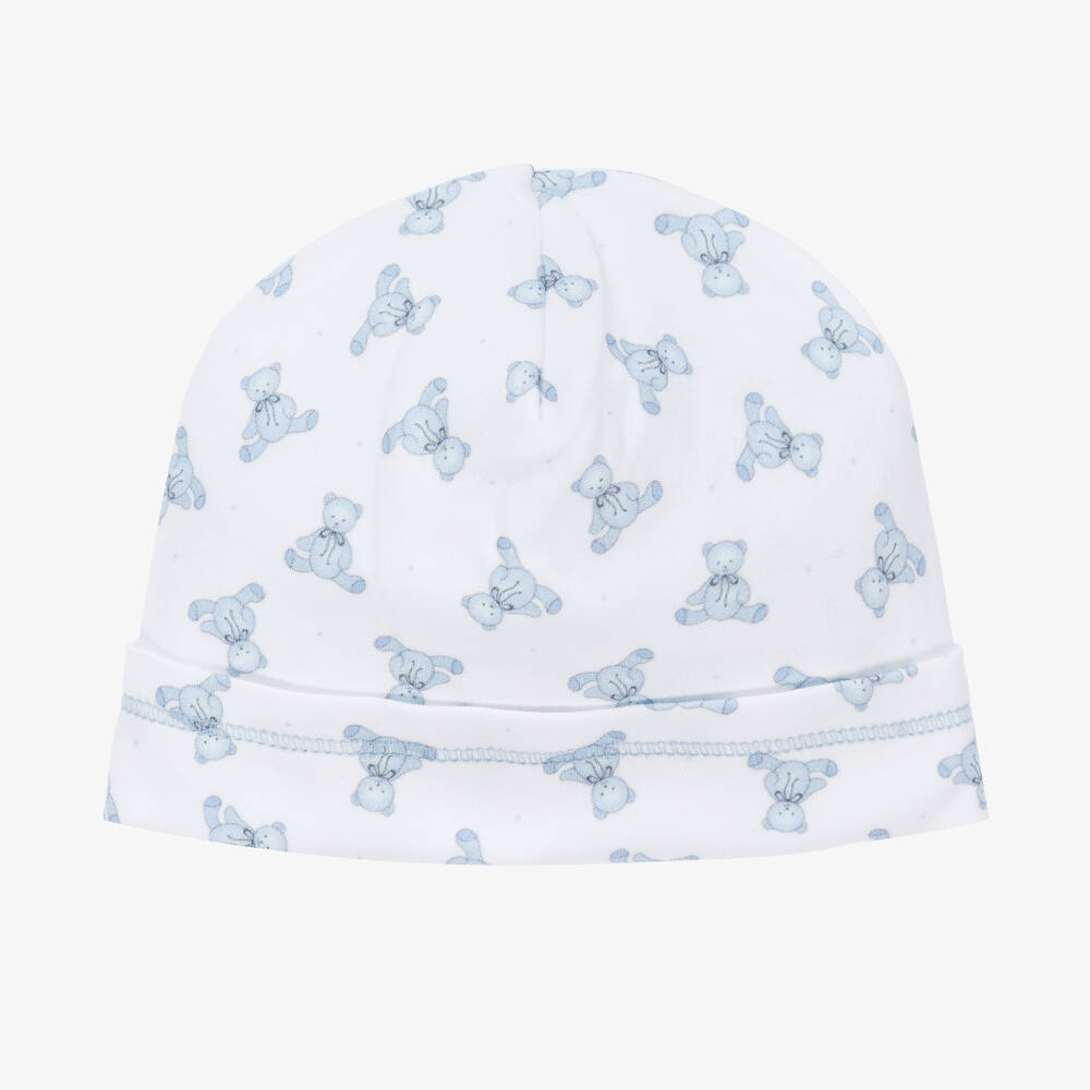 Magnolia Baby - قبعة قطن بيما لون أزرق وأبيض للمواليد | Childrensalon