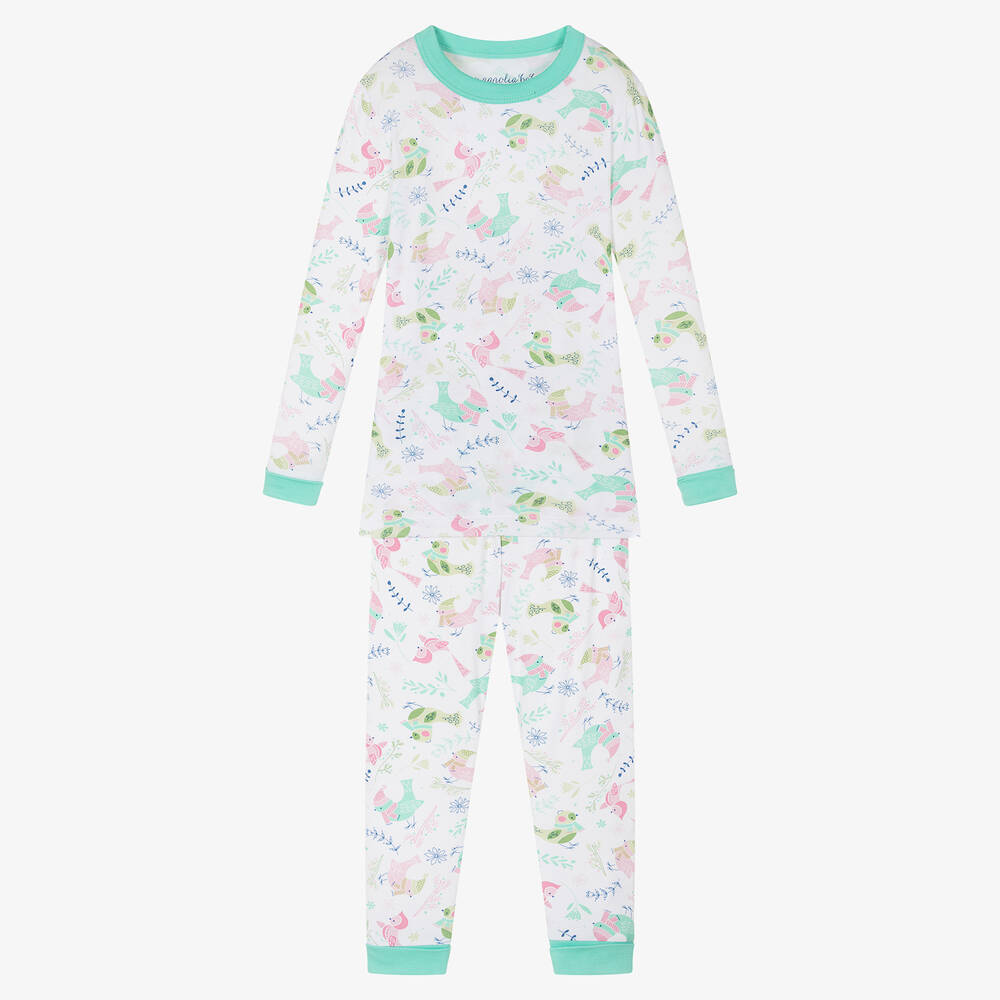 Magnolia Baby Kids' Girls White Jersey Bundled Birds Pyjamas
