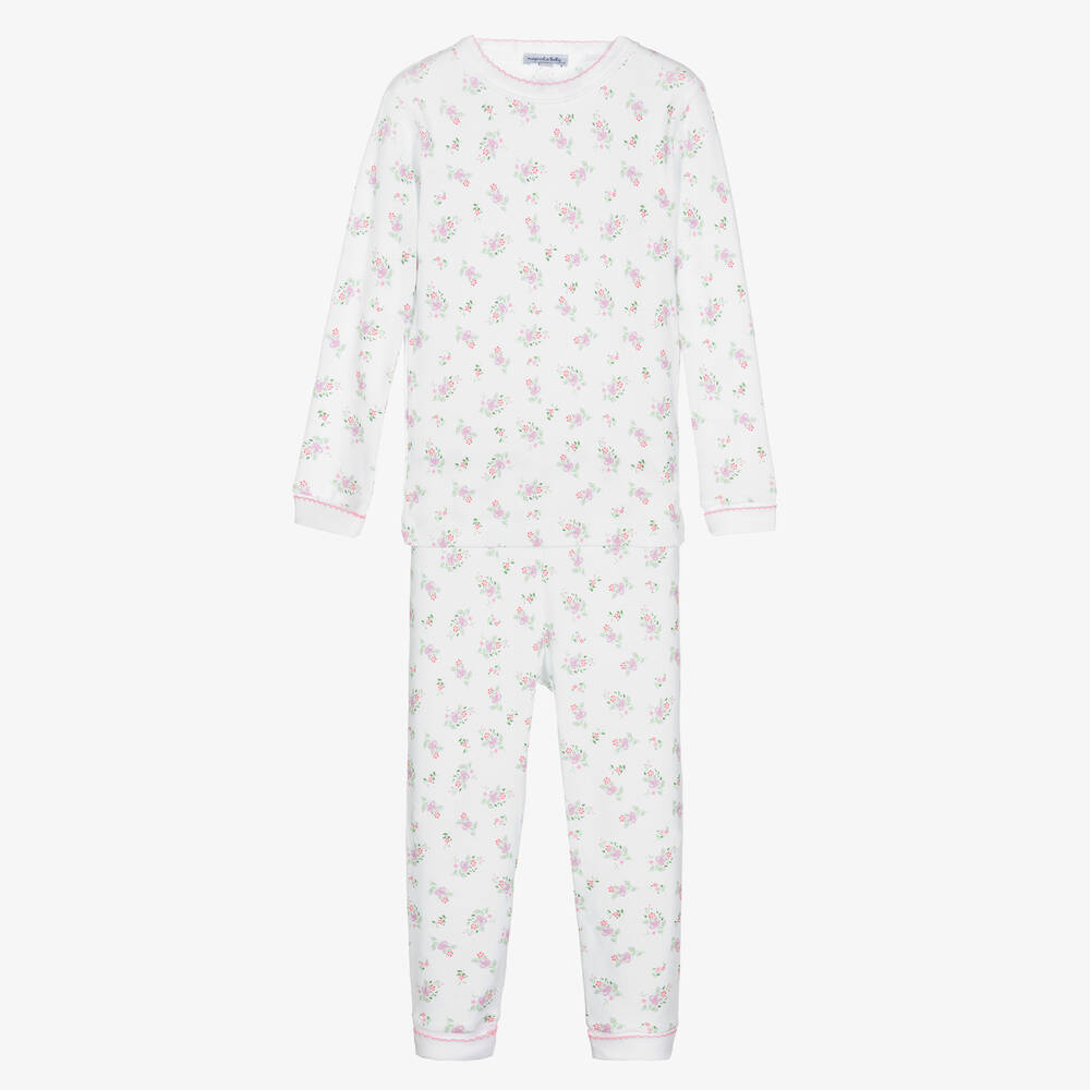 Magnolia Baby - Girls White & Pink Floral Pyjamas | Childrensalon