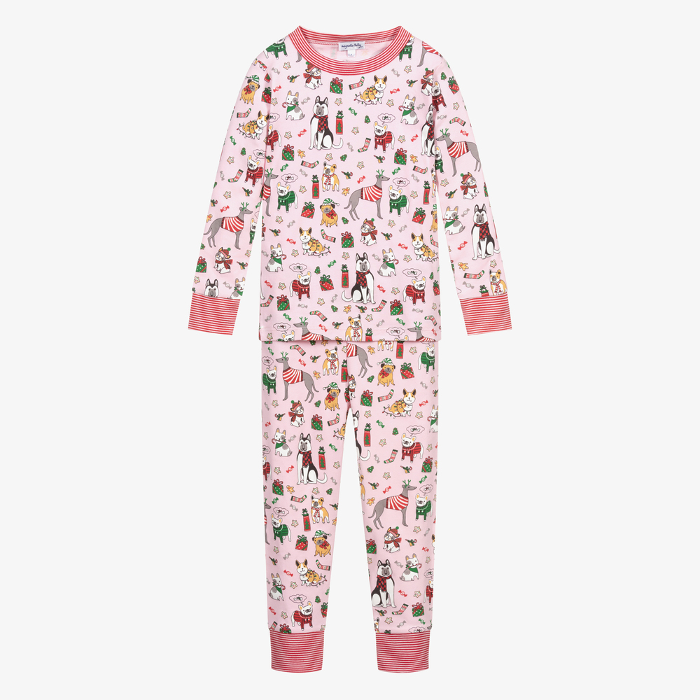 Magnolia Baby Babies' Girls Pima Cotton Doggies Pyjamas In Pink