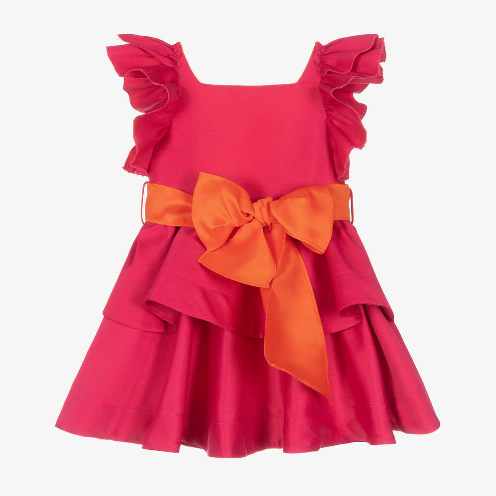 Mama Luma Babies' Girls Fuchsia Pink Ruffle Dress