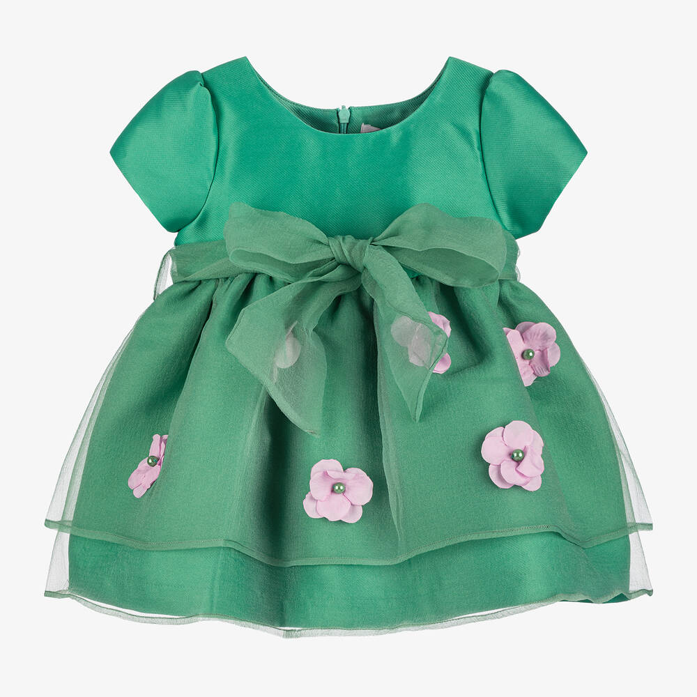 Mama Luma - Girls Green Floral Dress | Childrensalon